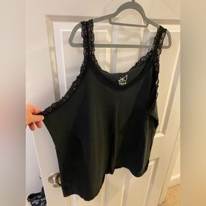 Just My Size cotton black lace strap tank top (5X)